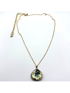 Kendra Scott Abalone Shell Teardrop Pendant Gold Chain